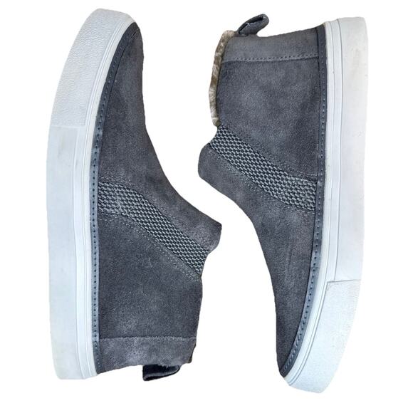 TOMS Bryce High Top Fur Sneakers Grey Slip On Womens Sz 8 Ankle Boots Shoes - Picture 4 of 7